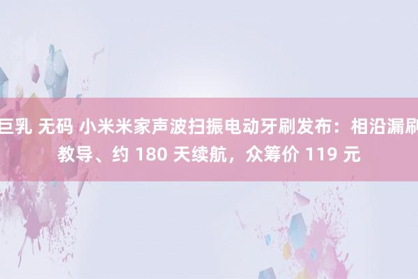 巨乳 无码 小米米家声波扫振电动牙刷发布：相沿漏刷教导、约 180 天续航，众筹价 119 元