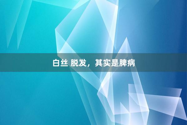 白丝 脱发,其实是脾病