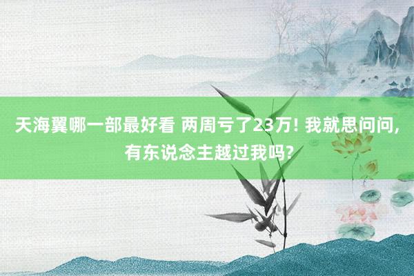 天海翼哪一部最好看 两周亏了23万! 我就思问问， 有东说念主越过我吗?
