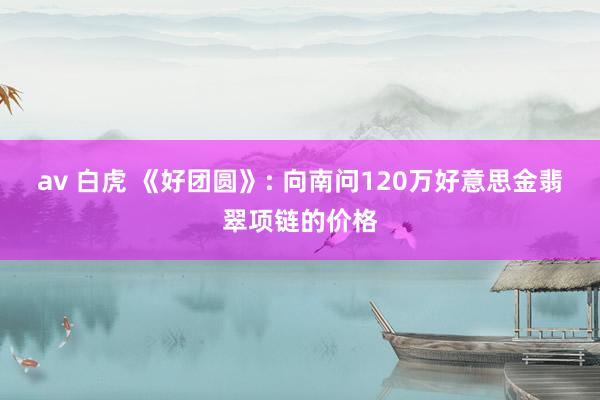 av 白虎 《好团圆》: 向南问120万好意思金翡翠项链的价格